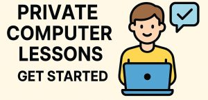 Person with laptop offering private computer lessons