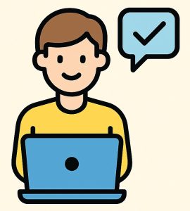 Person with laptop offering private computer lessons